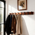SKOLOO 43-Inch Wood Coat Rack Wall Mount with 8 Triple Hooks - Ideal for Family Entrances, Classrooms, and Pet Supplies Storage - Perfect Coat Hooks for Wall,Mahogany (Sapele)
