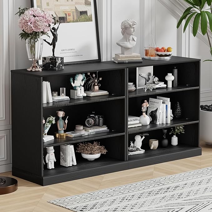 31" Wooden Book Shelf, Shelf Bookcase, Modern Bookshelf with Adjustable Shelf for Home Office, Study Room, Black
