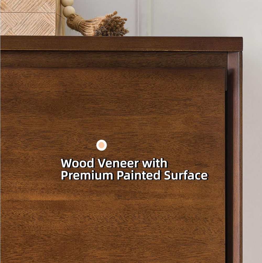 LKTART Mid Century Modern Sideboard Buffet Cabinet,Narrow Walnut Entryway Sto...