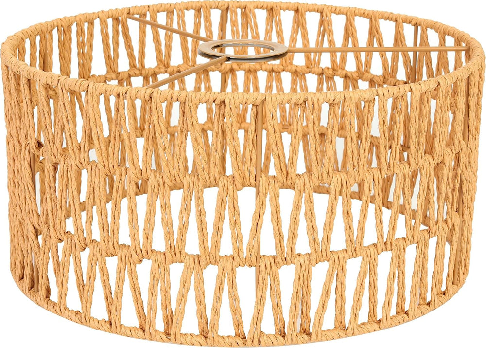 Natural Handwoven Rattan Boho Wicker Lamp Shade Replacement, 1-5/8" Fitter