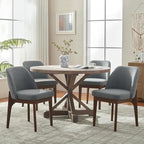 VKNOW Wooden Dining Chairs Set of 4, Upholstered Dining Room Chairs with Rubberwood Legs and Padded Seats, Kitchen Chairs for Restaurant Kitchen Living Room, Grey