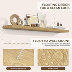 RICHFOCUS 72Inch Floating Shelves for Wall 2 Pack Shelves for Bedroom|Kitchen|Bathroom Wall Mounted Rustic Wood Floating Shelf with Invisible Brackets for Books|Storage|Decor, Oak
