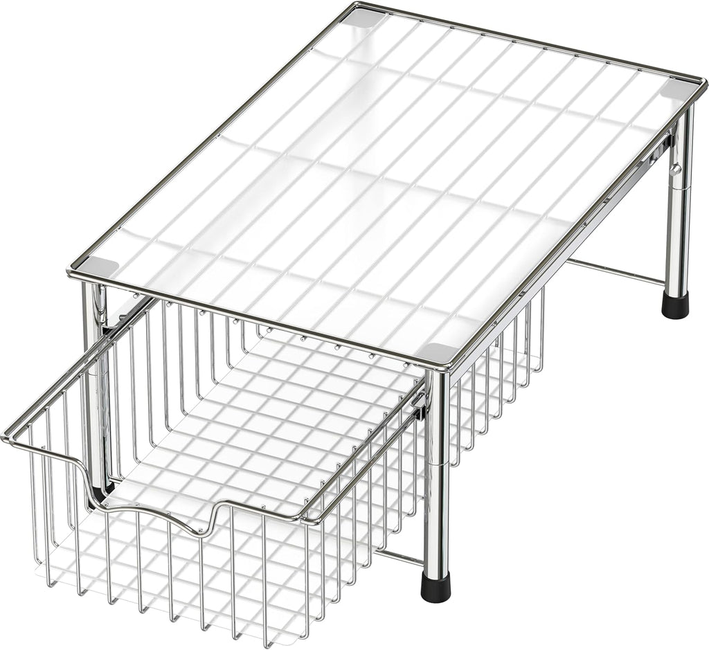 Simple Houseware Stackable Basket Drawer, Chrome