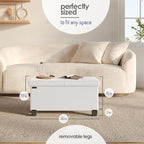 STORAGEBUD Storage Ottoman Bench with Bins, 30-in Storage Bench for Bedroom End of Bed, Folding Foot Rest Ottoman for Living Room Max 660lbs, Faux Leather Ottomans, Cream