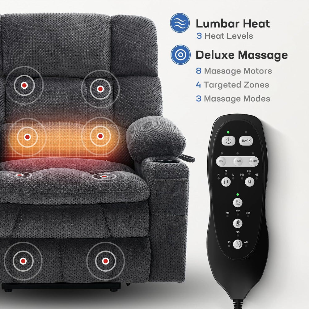 Tami Tami Dual Motor Power Lift Chair Recliner for Elderly with Massage and H...