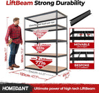 HOMEDANT 5 Tier Storage Shelves Adjustable Laminated Boltless Garage Metal Shelving Unit Heavy Duty Utility Rack Shelf Warehouse Pantry Closet Kitchen (4, (XL Deep) 48.1" W, Black)