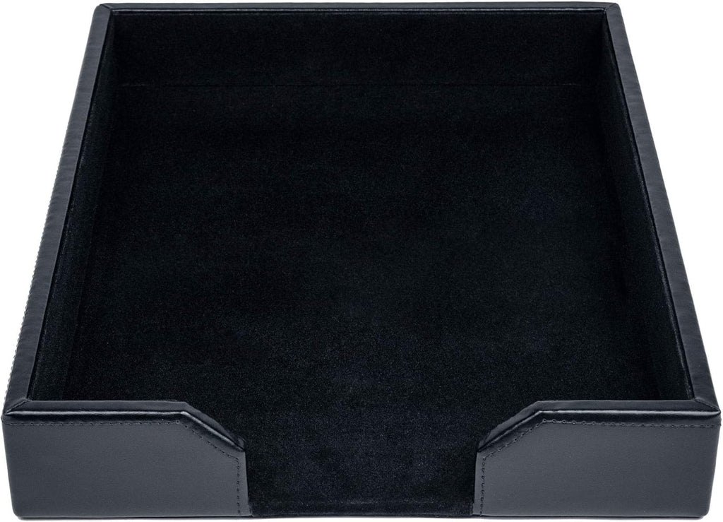 Dacasso Bonded Leather Desktop Tray Luxury Letter Holder & Paper Organizer for Desk, 13.5in x 10.5in x 2.13in, Black