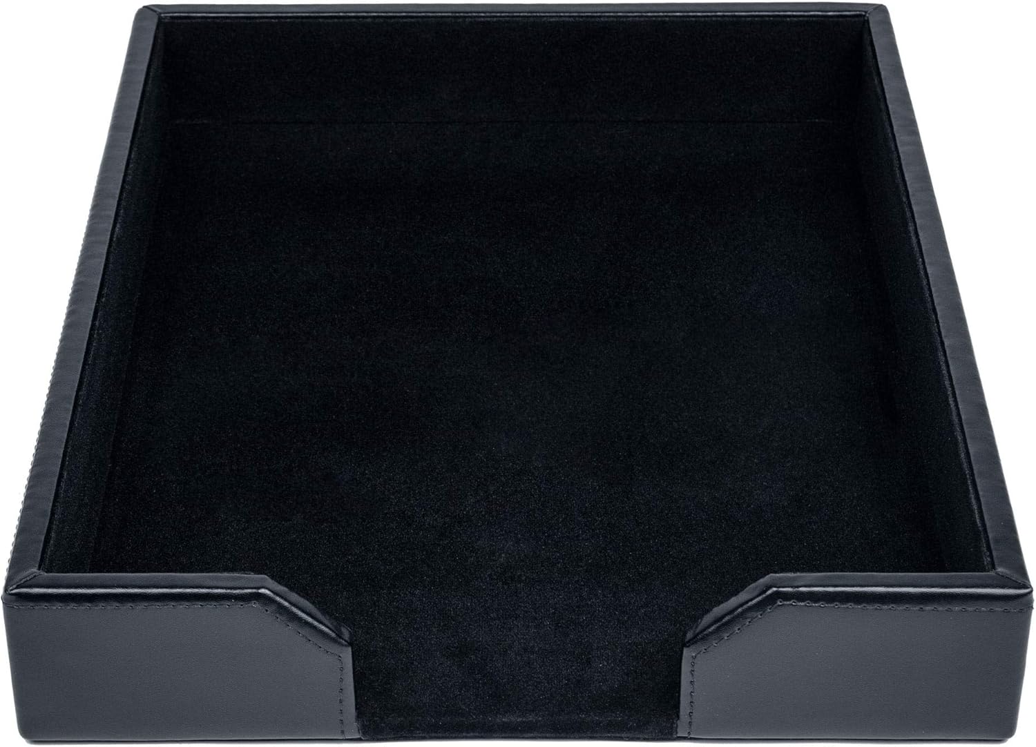 Dacasso Bonded Leather Desktop Tray Luxury Letter Holder & Paper Organizer for Desk, 13.5in x 10.5in x 2.13in, Black