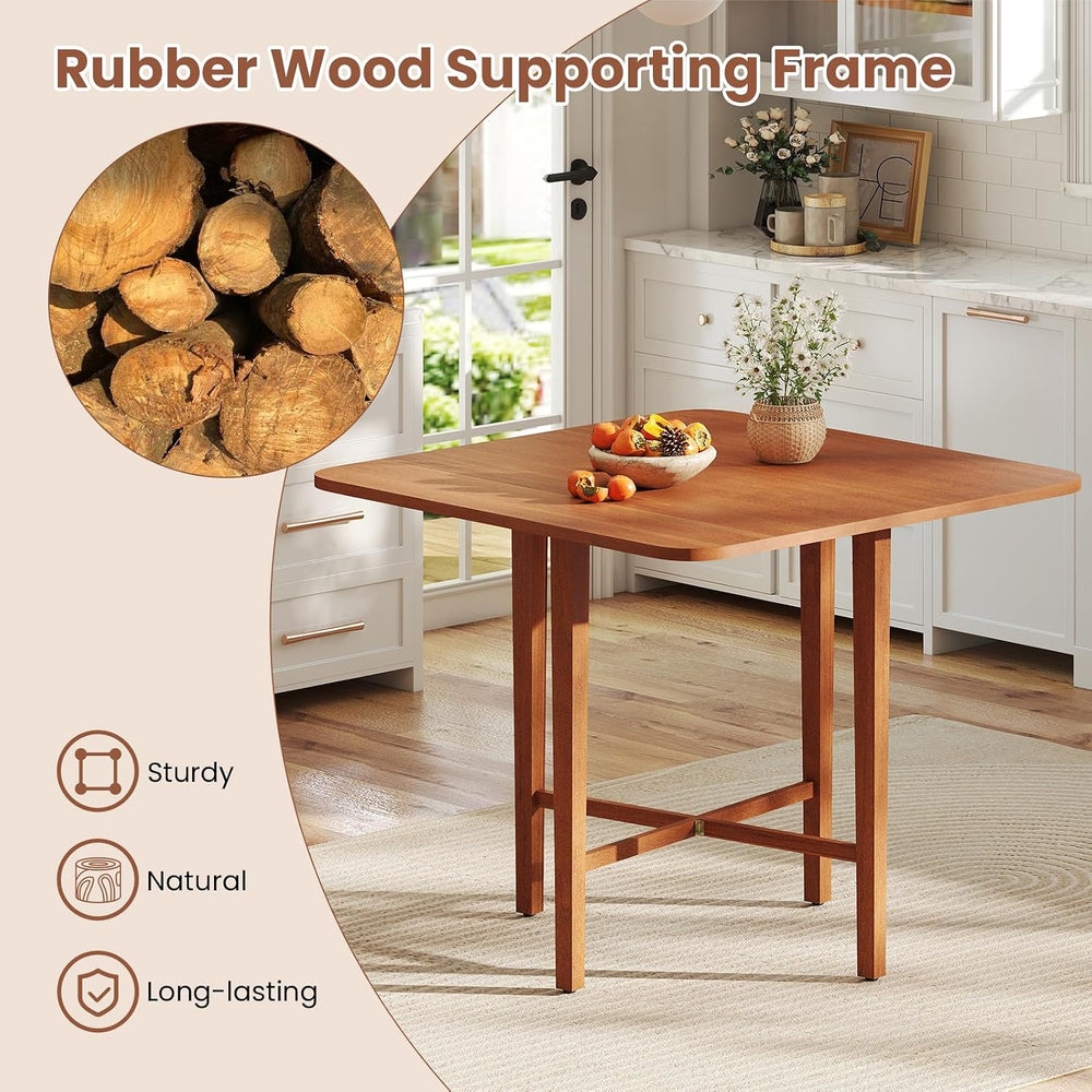 GOFLAME Square Drop Leaf Dining Table for 2-4 People, Folding Kitchen Table w...