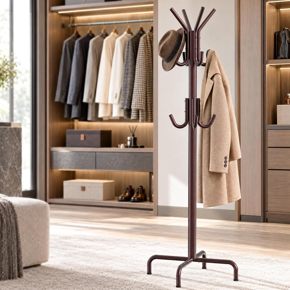 Simple Houseware Standing Coat/Hat Hanger Organizer Rack, 12 Hooks, Bronze