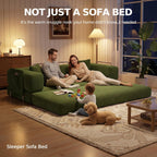 MoonSpeak 78.8''Sleeper Couch Bed for Livingroom,Convertible Modular Sofa with Armrest Pillow,Modular Foldable Corduroy Couches in a Box,No Assembly (Green)