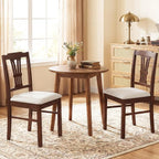 Giantex Wooden Dining Chairs Set of 4, Upholstered Kitchen Chairs with Solid Rubber Wood Frame, Hollowed Backrest & Soft Padded Seat, Armless Dining Chairs for Kitchen, Dining Room, Brown & Beige