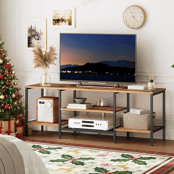 HOOBRO TV Stand with Power Outlets to 65 Inches, TV Console Table with Open S...