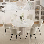 Dining Chair Set of 6 PU Leather Dining Room Chairs Upholstered Comfy Dining Chairs Modern Kitchen Armless Side Chair with Sturdy Metal Legs,Beige