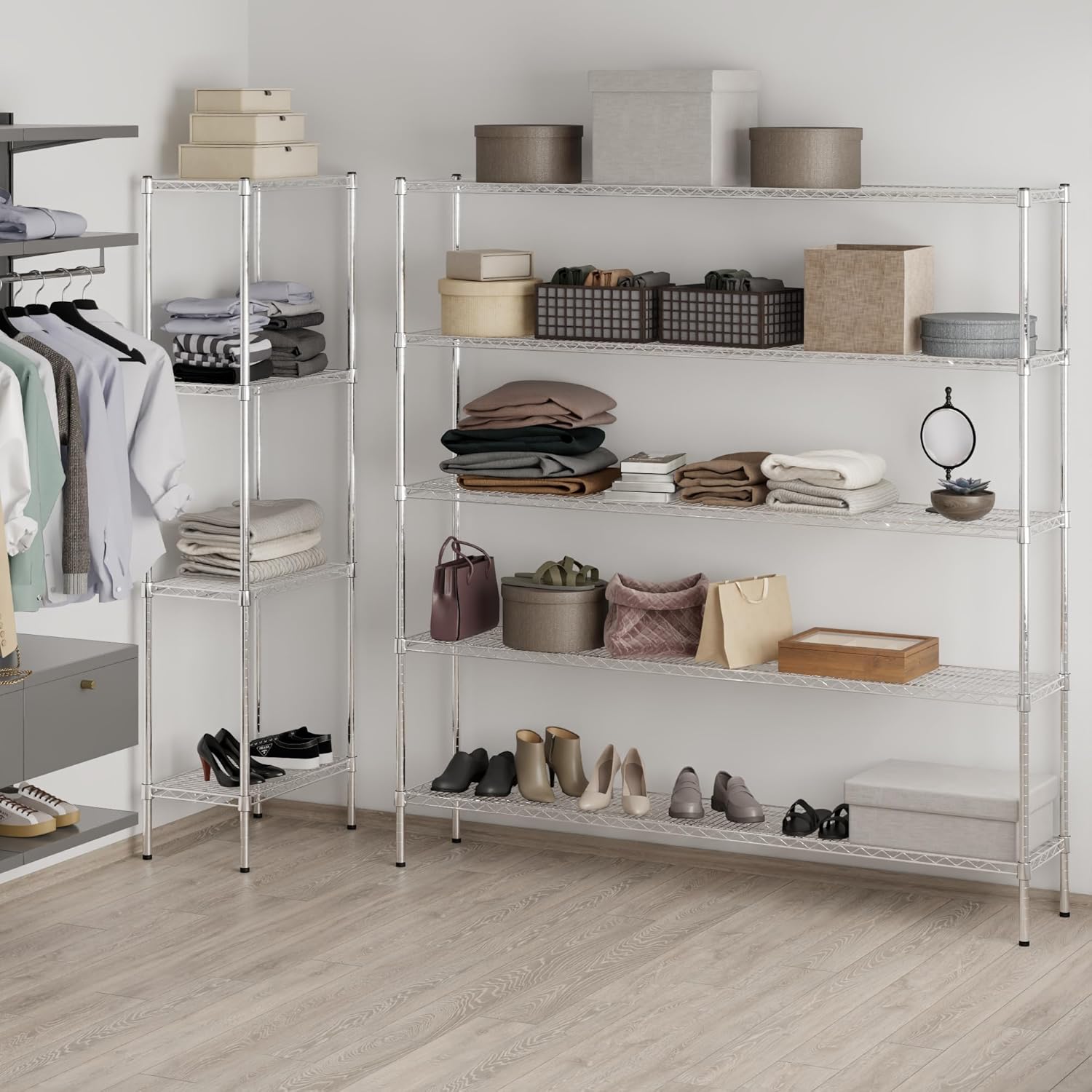 14" Deep x 72" Wide x 74" Height Wire Shelving Kit | 5-Tier | NSF Commercial Storage Rack Unit