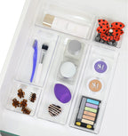 Simple Houseware Clear Desk Drawer Organizer, Assorted Sizes, 6 Packs | For Desk, Office, Bathroom, Makeup, and Craft Storage