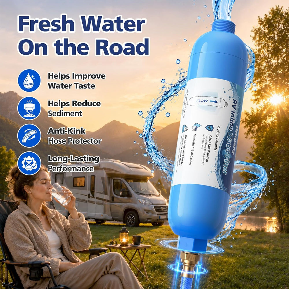 RV Water Filter, 4 Pack RV Inline Water Filter with Flexible Hose Protector
