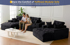MAXYOYO Sectional Sofa Couch and Chaise Lounge, L Shaped Modern Cloud Couch with Ottoman, Comfy Sofa with Layered Cushion, Tufted Upholstered Sleeper Chair for Living Room, No Assembly Required