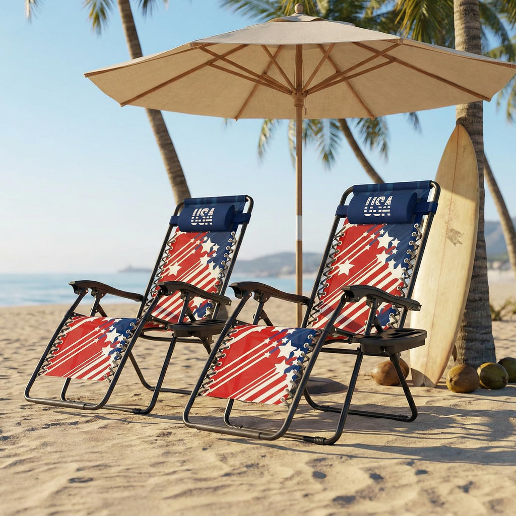 Athena Collection Zero Gravity Chair, Folding Lounge Chair, Reclining Camping Chair, Outdoor Zero Gravity Recliner with Adjustable Pillow and Cup Holder for Outside Beach Garden Patio Poolside