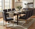 CIMOTA Black Modern Dining Chairs Set of 8, Upholstered Dining Room Chairs Armless Guest Side Chair with Gold Base for Dining Room/Kitchen, Charcoal Black, 8PCS