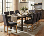 CIMOTA Black Modern Dining Chairs Set of 8, Upholstered Dining Room Chairs Armless Guest Side Chair with Gold Base for Dining Room/Kitchen, Charcoal Black, 8PCS