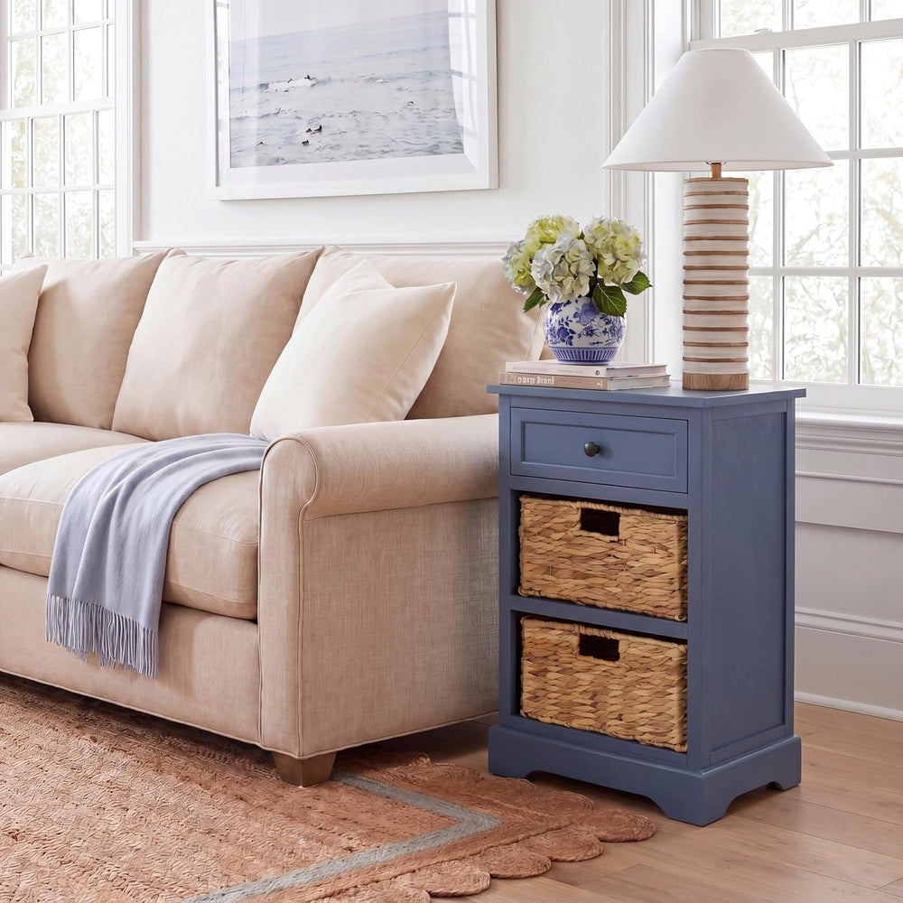 SAFAVIEH Furniture - Carrie 3-Shelf Side Table - Blue - Solid Wood - Farmhous...