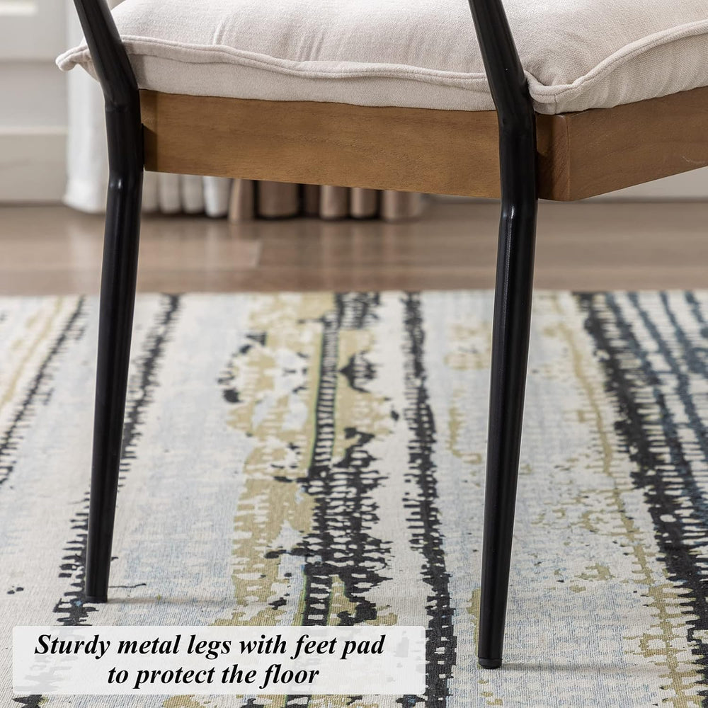 DUOMAY Modern Rectangle Ottoman Bench with Arms and Metal Legs, Mid Century C...