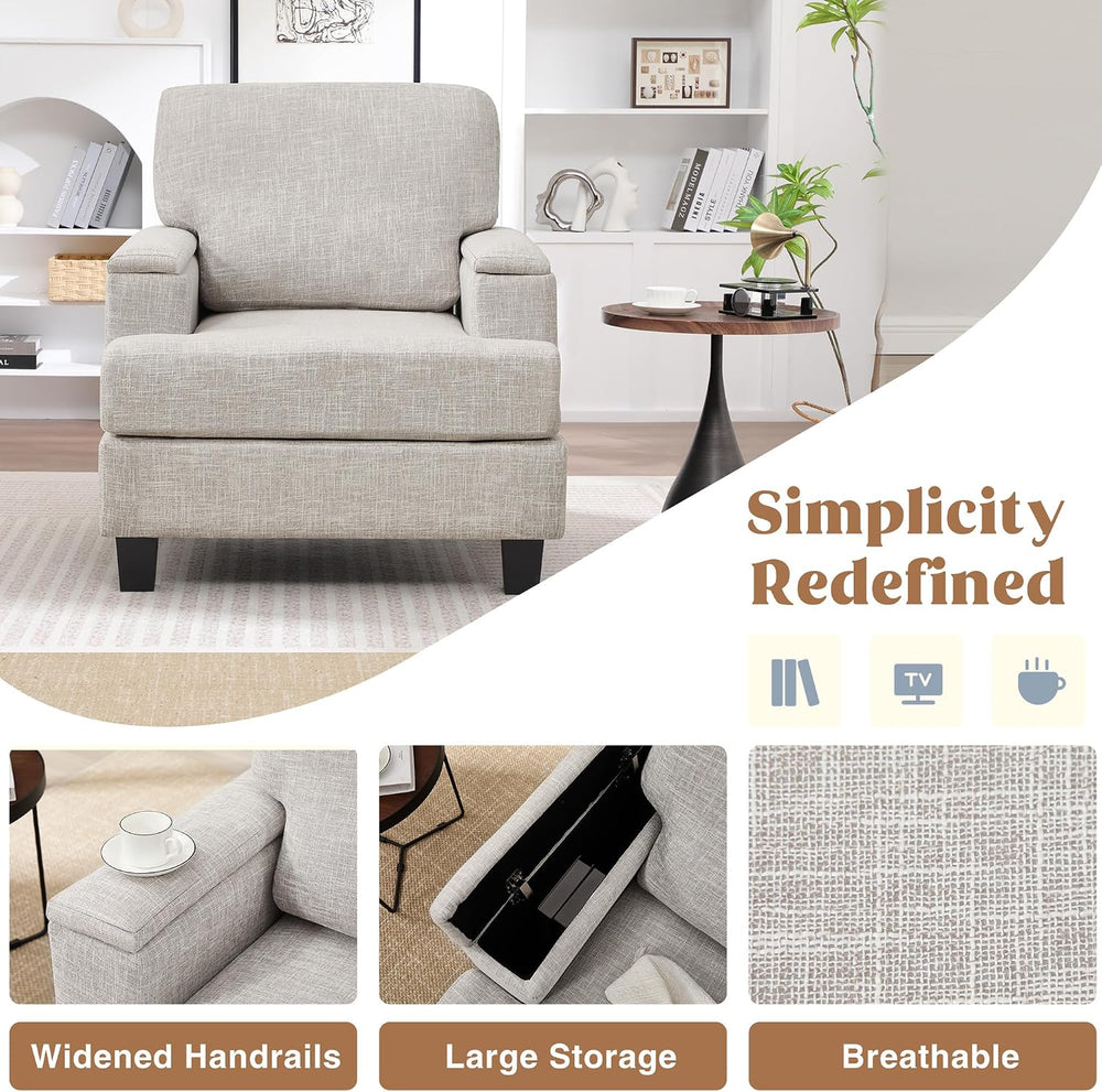 Accent Chairs Set of 2 with Armrest Storage, Modern Reading Living Room Chair...