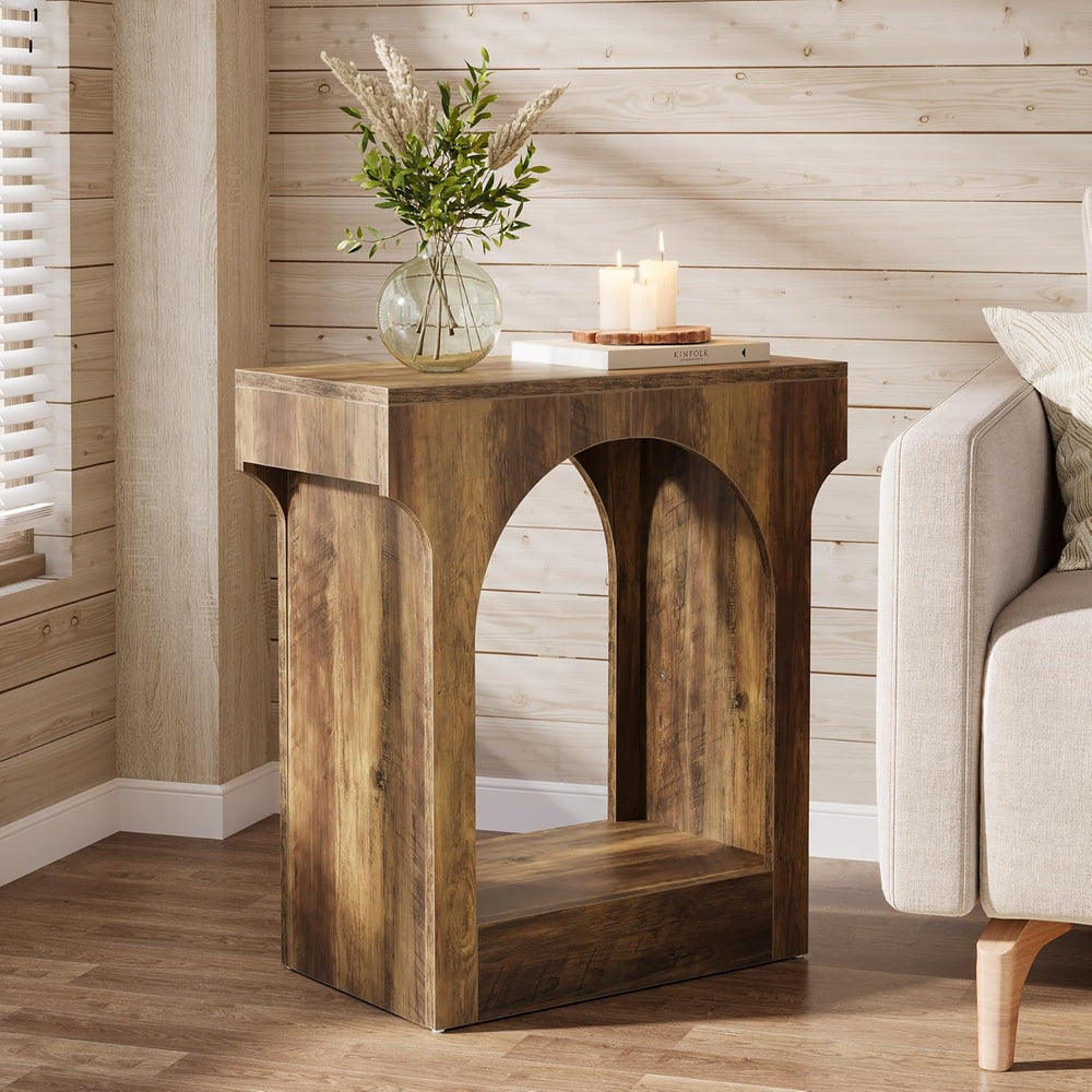 Tribesigns Wood End Table Set of 2, Side Table with Storage Space for Living ...