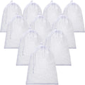 TecUnite 10 Pcs Mesh Bags Drawstring Laundry Bags Large Nylon Mesh Gift Dishwasher Bag with Sliding Drawstring for Kitchen Jewelry Gifts Wedding Favor Home(24 x 36 Inch,White)