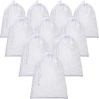 TecUnite 10 Pcs Mesh Bags Drawstring Laundry Bags Large Nylon Mesh Gift Dishwasher Bag with Sliding Drawstring for Kitchen Jewelry Gifts Wedding Favor Home(24 x 36 Inch,White)