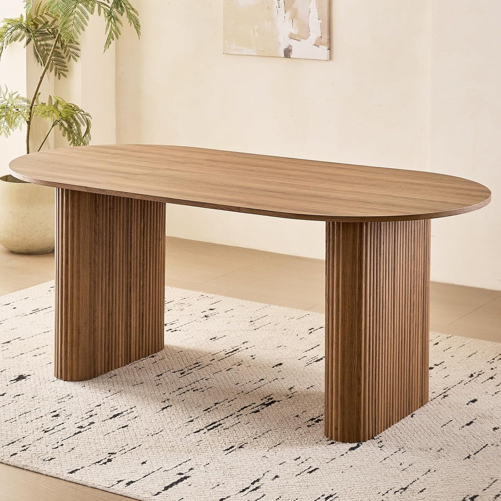 70.9" Large Dining Table for 4, [Rounded Edges] [Fully Assembled Table B...