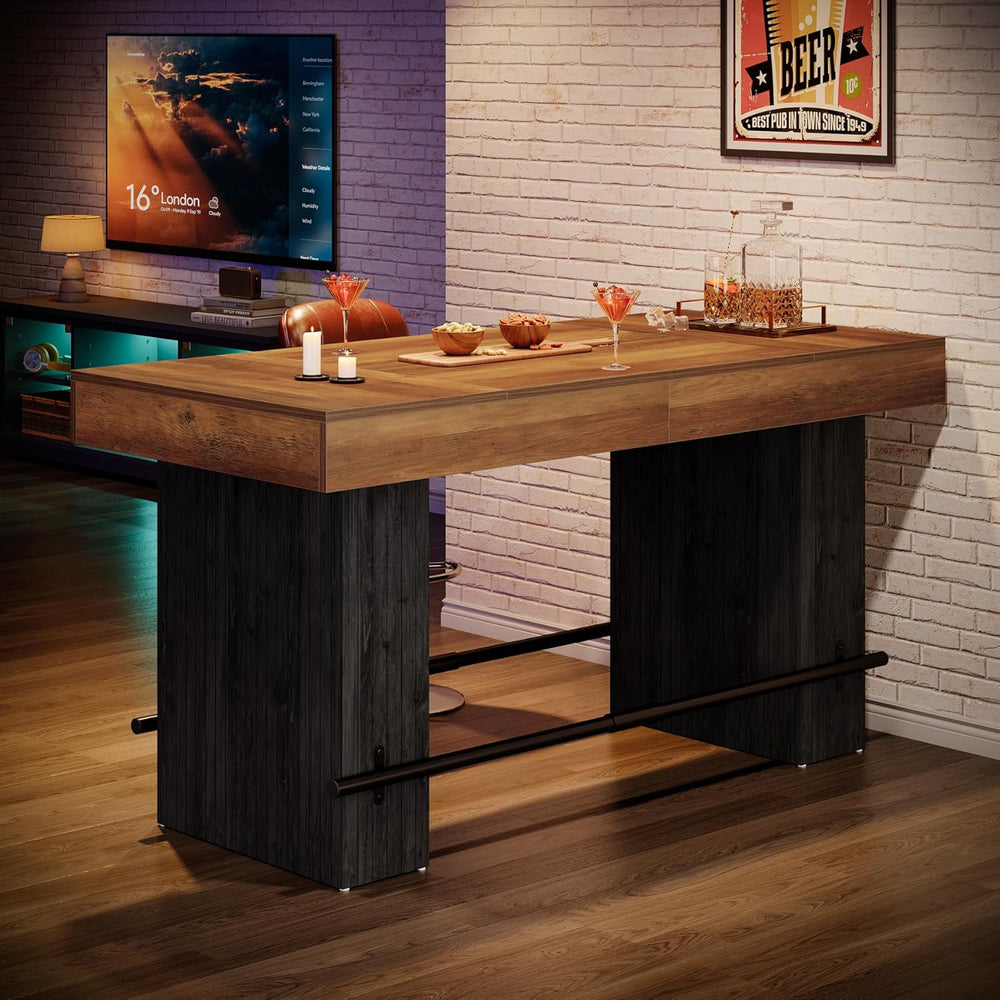 Tribesigns 62.2-Inch Dining Table for 4-6, Counter Height Dining Room Table w...