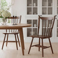 HNY Walnut Windsor Dining Chairs Set of 2, Farmhouse Wooden Kitchen Chairs with Spindle Back, Mid Century Modern Armless Kitchen Side Chair for Dining Living Room Restaurant