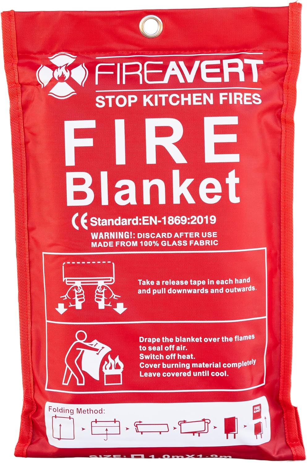 FireAvert Emergency Fire Blanket for Home and Kitchen – Fire Safety Blanket f...