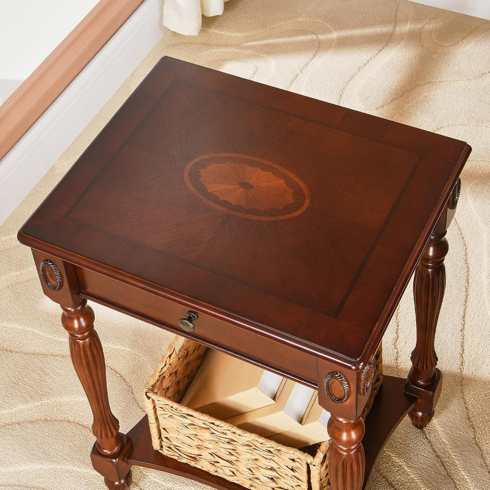 Narrow End Side Table with Drawer and Storage Shelf Set of 2, Sofa Beside Tab...
