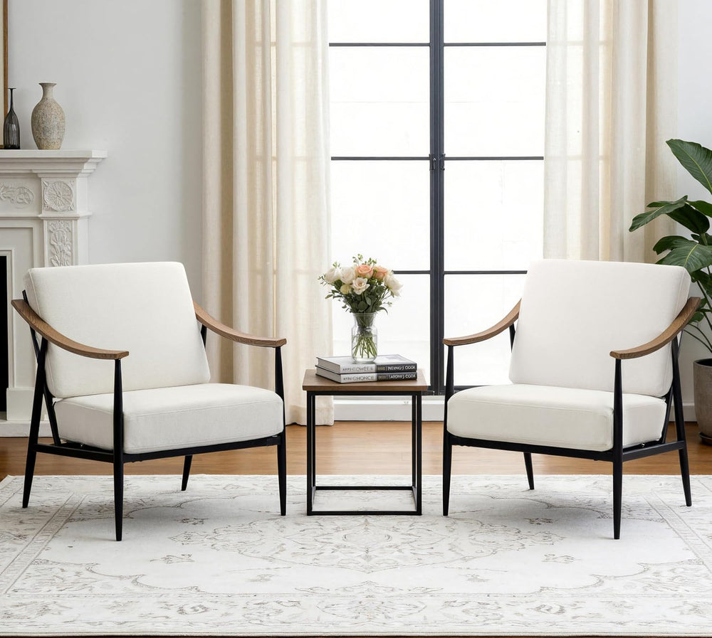 RNKSFX Modern Accent Chairs Set of 2 for Living Room Bedroom Mid Century Arm ...