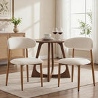UVV Dining Chairs Set of 8, Metal Kitchen Chairs with Modern Fabric Upholstered for Dining Room, Beige