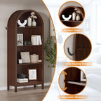 70" Tall Arched Shoe Cabinet, 7-Tier Shoe Rack with 3 Adjustable Shelves, Large Freestanding Shoe Organizer for Entryway, Closet, Hallway, Living Room (Walnut Brown)