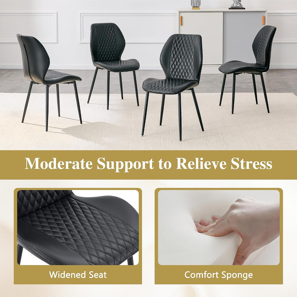 Dining Chairs Set of 4, Modern Upholstered Kitchen Chairs with Curved Back, D...