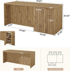 Tribesigns 71 Inch Stationery Kitchen Island with Double Door Storage Cabinet, 35.4" Counter Height Bar Table with Inner Shelves, Farmhouse Kitchen Work Island, Brown
