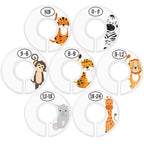 Baby Closet Size Dividers for Baby Clothes - 7X Dividers, Safari [White] | Elephant Giraffe Zebra Lion Monkey Cheetah, Nursery Closet Dividers for Baby Clothes, Nursery Decor, For Boy or Girl