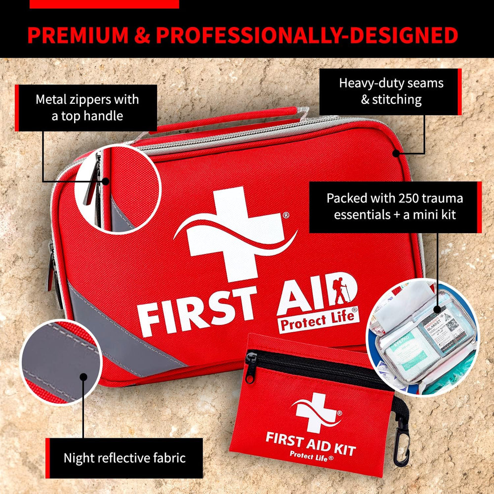Protect Life First Aid Kit for Home & Business, 250 Pcs