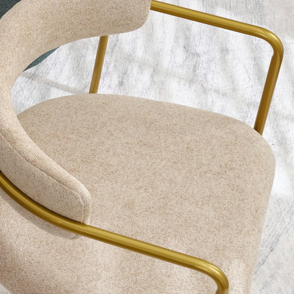 Boucle Dining Chairs Set of 4 with Arms, Mid Century Modern Upholstered Dinin...