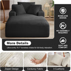 Oversized Chaise Lounge Chair Indoor, 78.7" Extra Deep Boneless Corduroy Lounge Couch Bed with 2 Pillows, Single Seat Reading Chairs for Living Room,Bedroom,Apartment,No Assembly Required