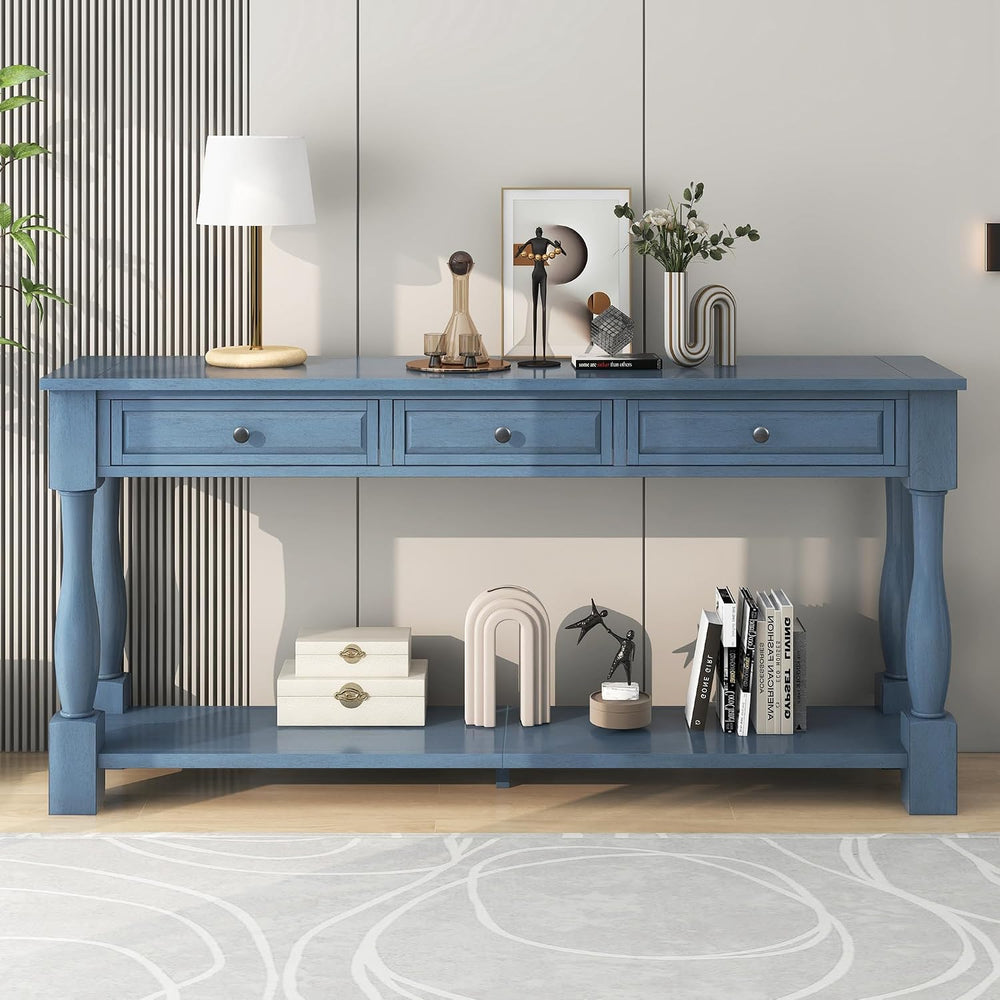 Merax Long Console Table with Drawers and Shelf for Entryway, 63" Sofa T...