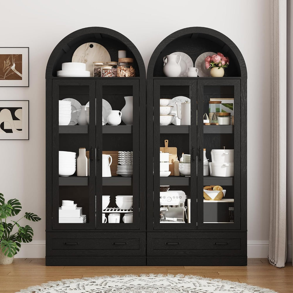 75" Tall Arched Kitchen Pantry Cabinet w Load-Bearing Steel Pipe,Modern ...