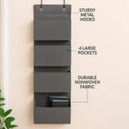 Joyful Moose Over the Door Hanging Organizer Closet Storage Bins Grey