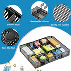 Marbrasse Expandable Desk Drawer Organizer, Mesh Drawer Organizer Tray with 10 Adjustable Compartments, Desk Organizers and Accessories, 5 Dividers Drawer for Office Supplies, Makeup & Vanity (Black)