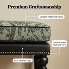 Forteek 47" Upholstered Bed End Bench for Bedroom, Vintage Bed Bench | Vintage Solid Wood Bench with Detachable Washable Cover, Pattern Cushion Nailhead Trim Decorative Bedroom Stool for Storage